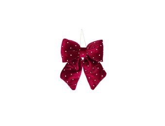 Kerststrik | polyester | donkerrood met spikkels | 17cm