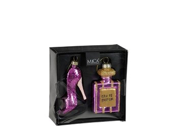 Kersthanger parfum box | 2-delig | glas | roze