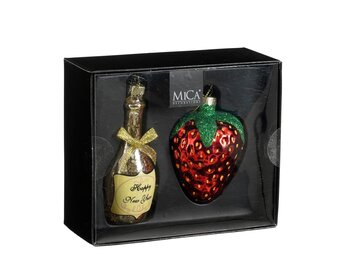 Kersthanger champagne box | 2-delig | glas | rood