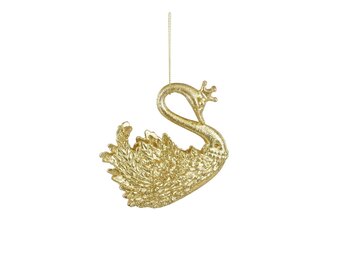 Kersthanger zwaan | onbreekbaar | goud | 10,5cm