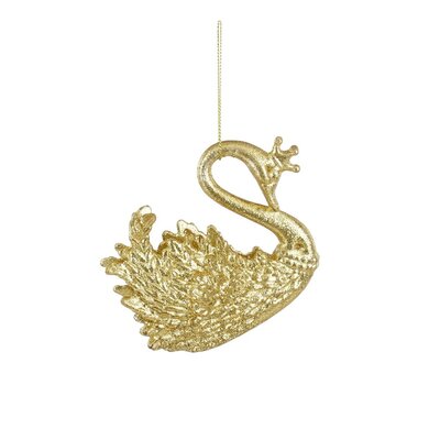 Kersthanger zwaan | onbreekbaar | goud | 10,5cm
