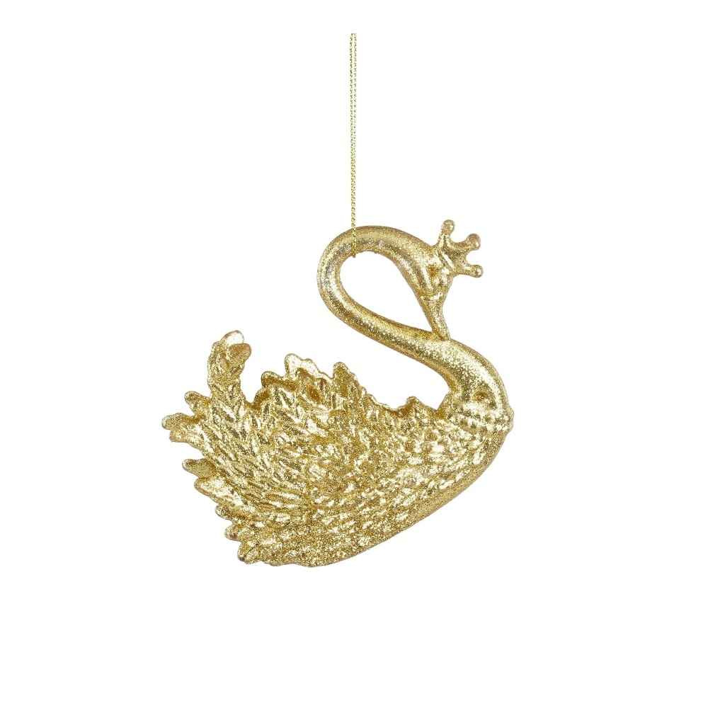 Kersthanger zwaan | onbreekbaar | goud | 10,5cm