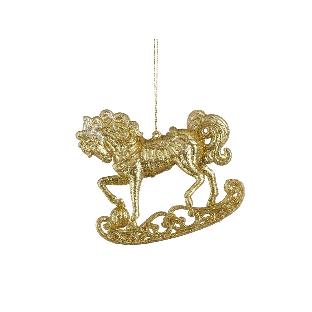 Kersthanger hobbelpaard | onbreekbaar | goud | 10cm