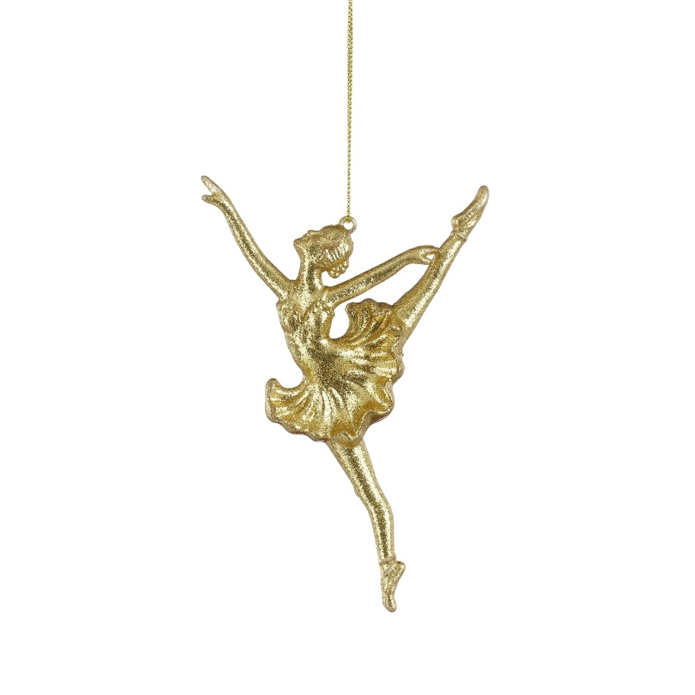 Kersthanger ballerina | onbreekbaar | goud | 15,5cm