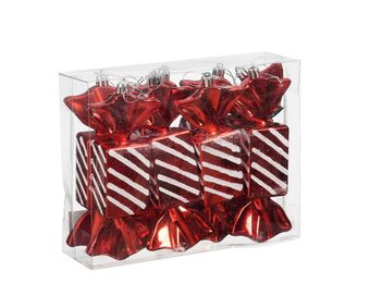 Kersthanger snoep | onbreekbaar | rood/wit | set van 8 | 15cm