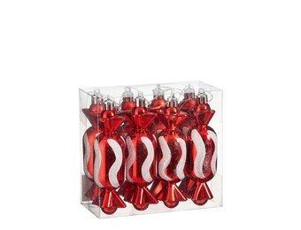Kersthanger snoep | onbreekbaar | rood/wit | set van 8 | 11cm