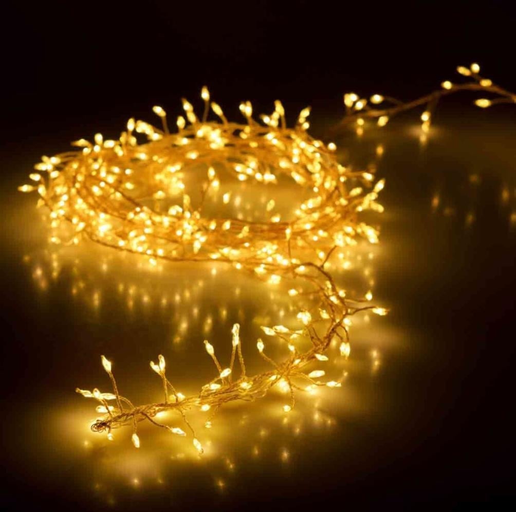 Kerstverlichting cluster zilverdraad | 100 LED lampjes | warm wit | 1 meter