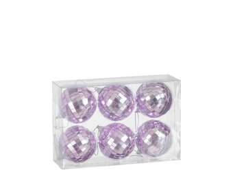 Disco kerstbal | 6-delig | spiegelend | lila | 6cm