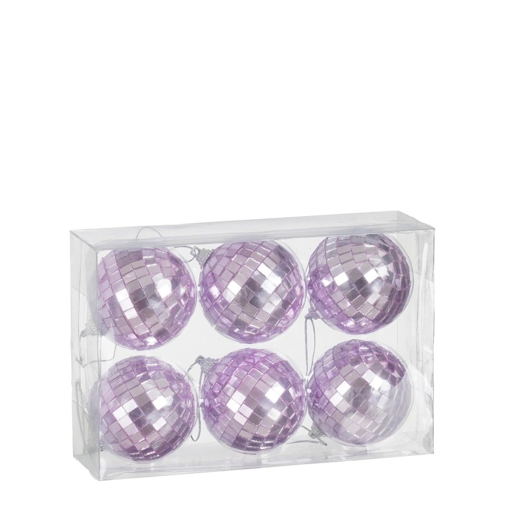 Disco kerstbal | 6-delig | spiegelend | lila | 6cm