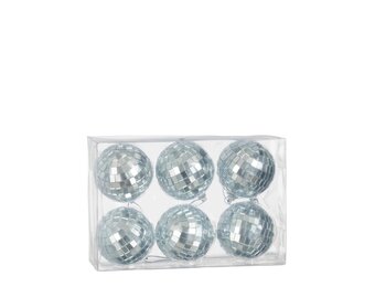 Disco kerstbal | 6-delig | spiegelend | zilver | 6cm