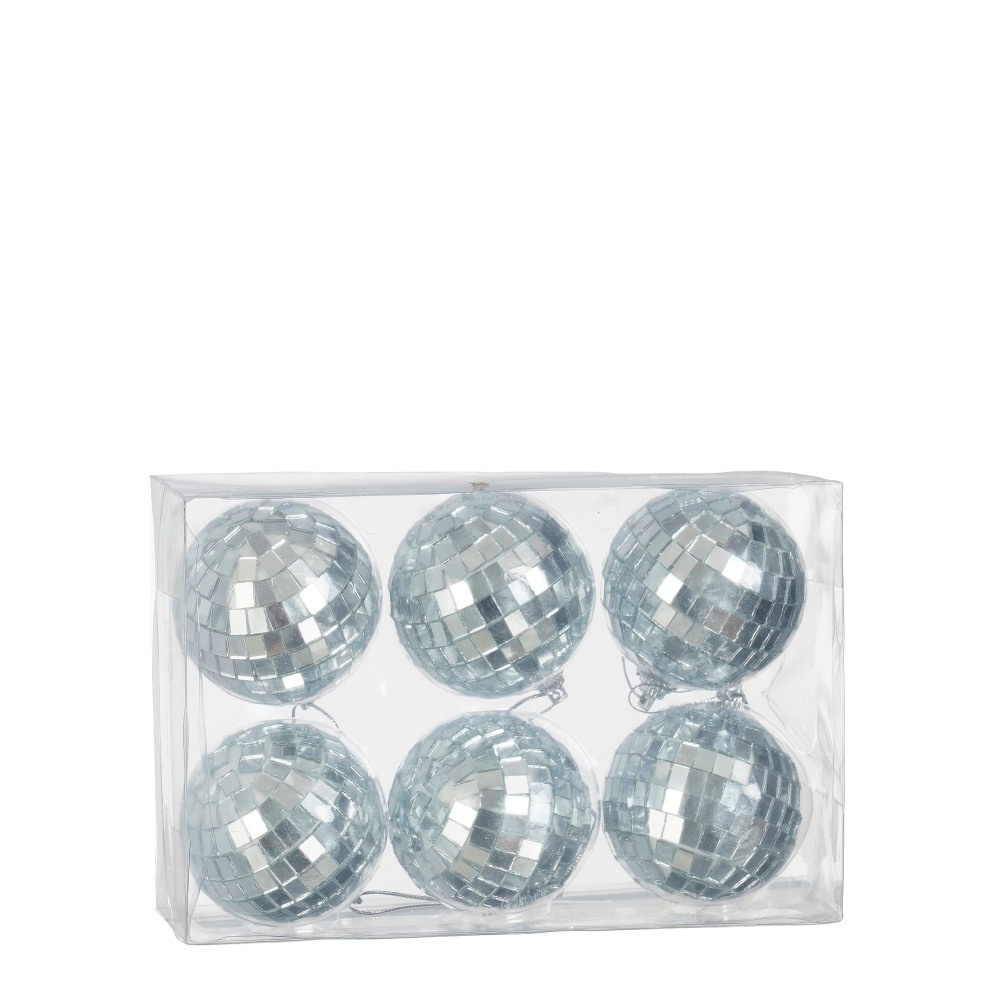Disco kerstbal | 6-delig | spiegelend | zilver | 6cm
