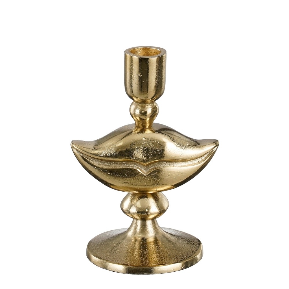 Kandelaar lippen goud - l10,5xb8,5xh15cm