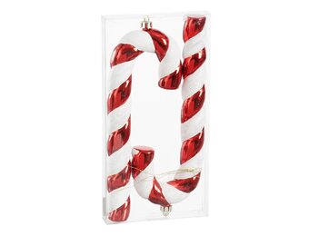 Kersthanger zuurstok | onbreekbaar | rood/wit | set van 2 | 25cm