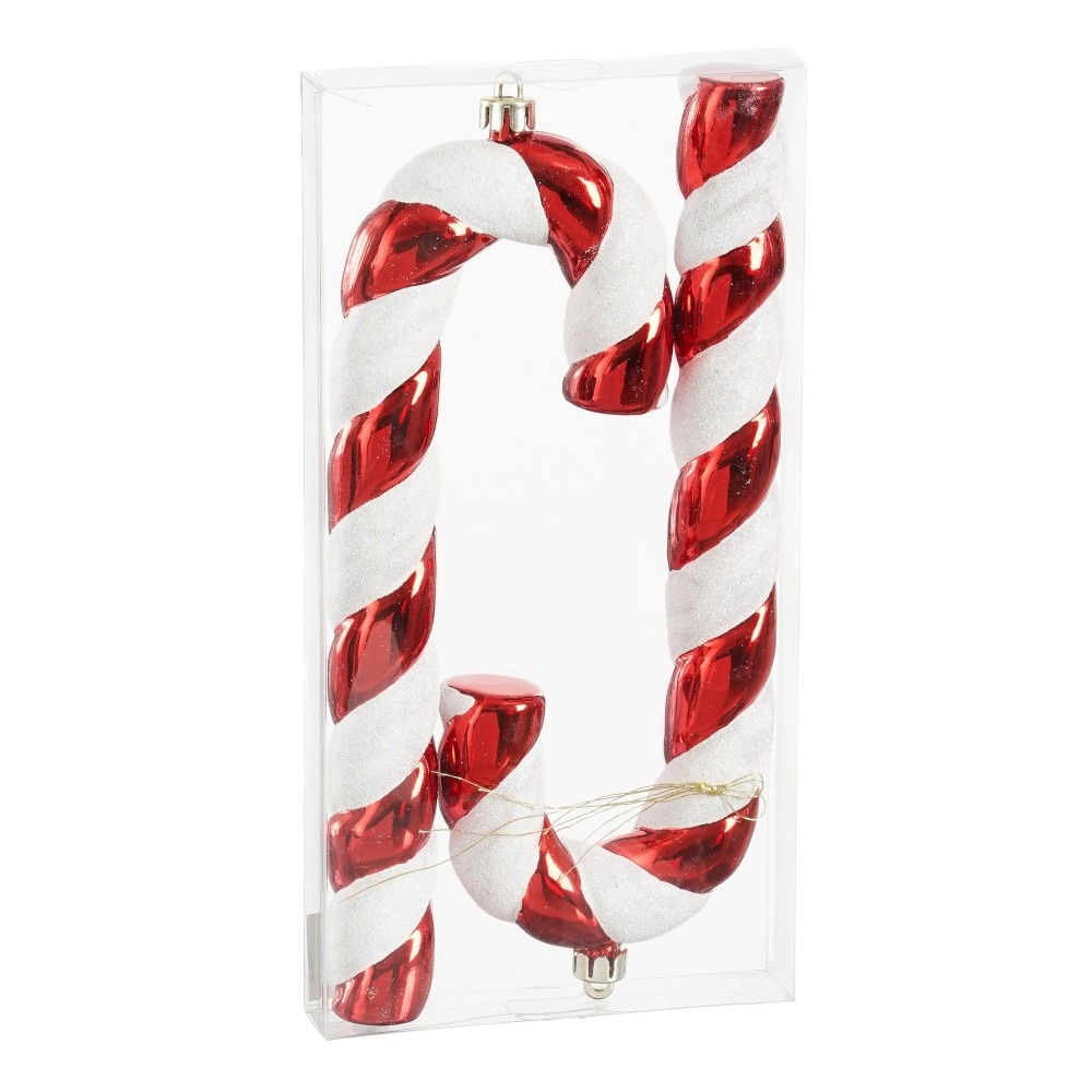 Kersthanger zuurstok | onbreekbaar | rood/wit | set van 2 | 25cm