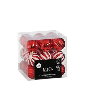 70 Stuks Kerstballen Onbreekbaar - Rood/Wit Kunststof Kerstboomversiering 6 Cm