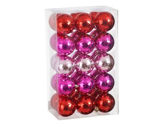 Kerstballen set 30-delig | rood/roze/fuchsia | kunststof/onbreekbaar | 8cm