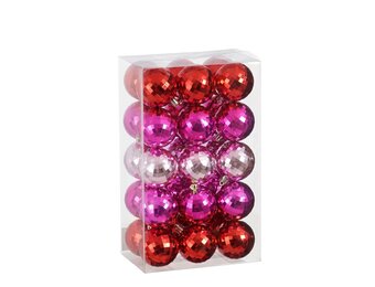 Kerstballen set 30-delig | rood/roze/fuchsia | kunststof/onbreekbaar | 6cm