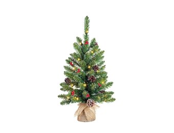Creston kerstboompje in jute zak | groen met LED lampjes | 60cm