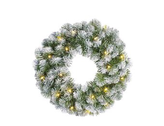 Norton kerstkrans | groen met bevroren details en LED lampjes | 45cm