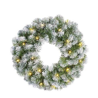Norton kerstkrans | groen met bevroren details en LED lampjes | 45cm