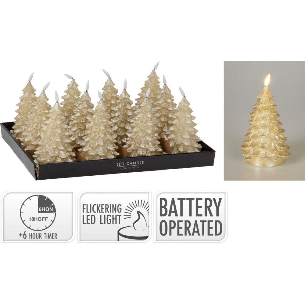 LED kerstboom kaars | goud | 19cm