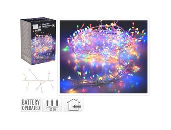 Kerstverlichting cluster zilverdraad | 100 LED lampjes | multicolor | 1 meter