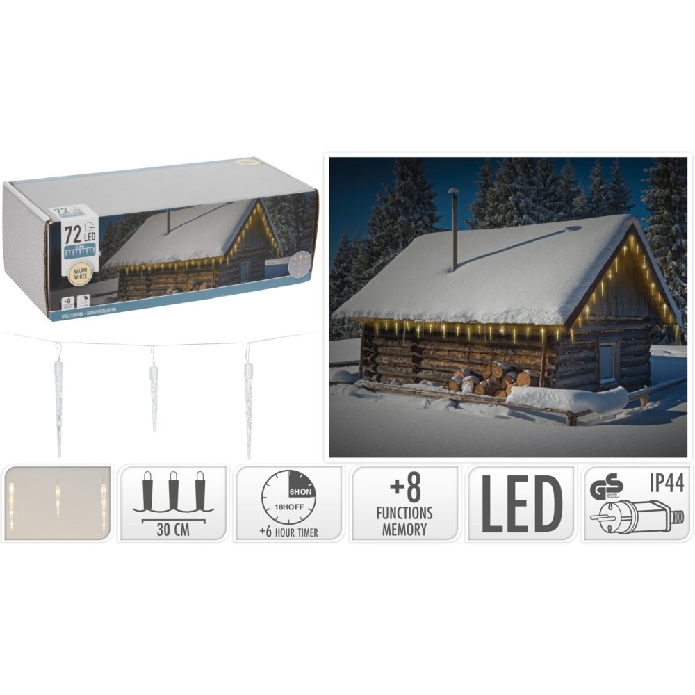 IJspegelverlichting | 72 LED lampjes | warm wit