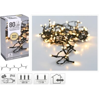 Kerstverlichting | 80 LED lampjes | warm wit | voor buiten | 6m