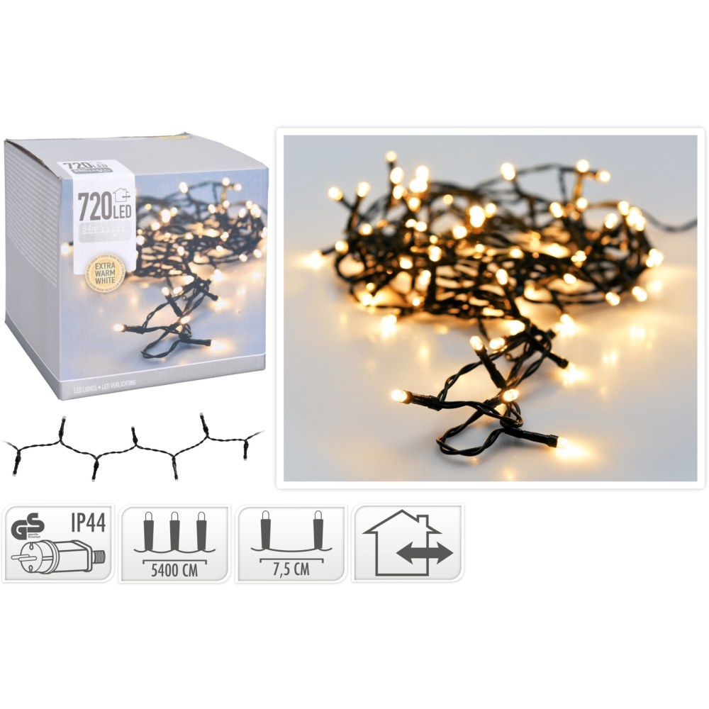 Kerstverlichting | 720 LED lampjes | extra warm wit | 54m
