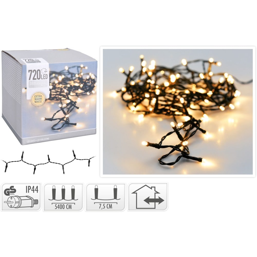 Kerstverlichting | 720 LED lampjes | extra warm wit | 54m