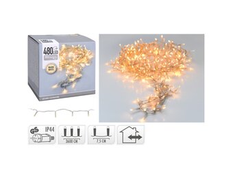 Kerstverlichting transparant snoer | 480 LED lampjes | warm wit | voor buiten | 36m