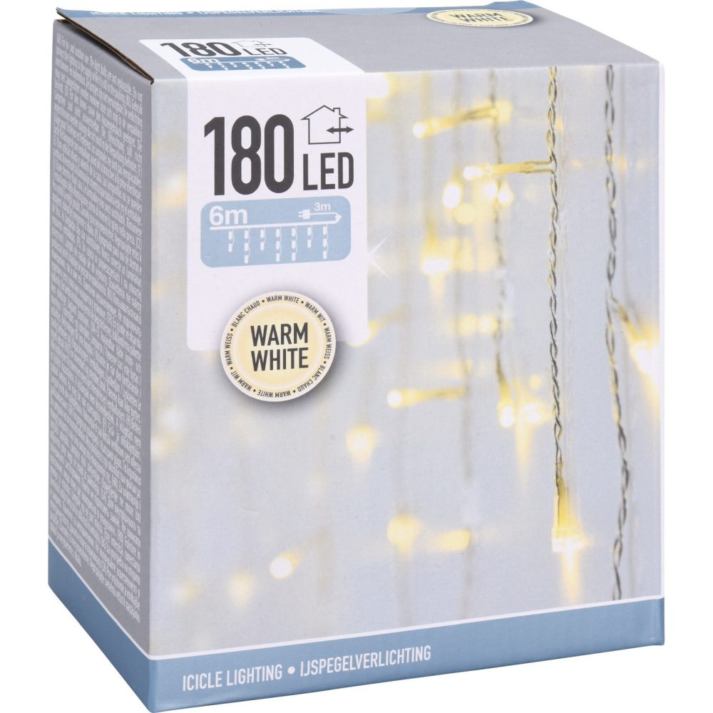 IJspegelverlichting transparant snoer | 180 LED lampjes | warm wit