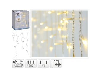 IJspegelverlichting transparant snoer | 180 LED lampjes | warm wit