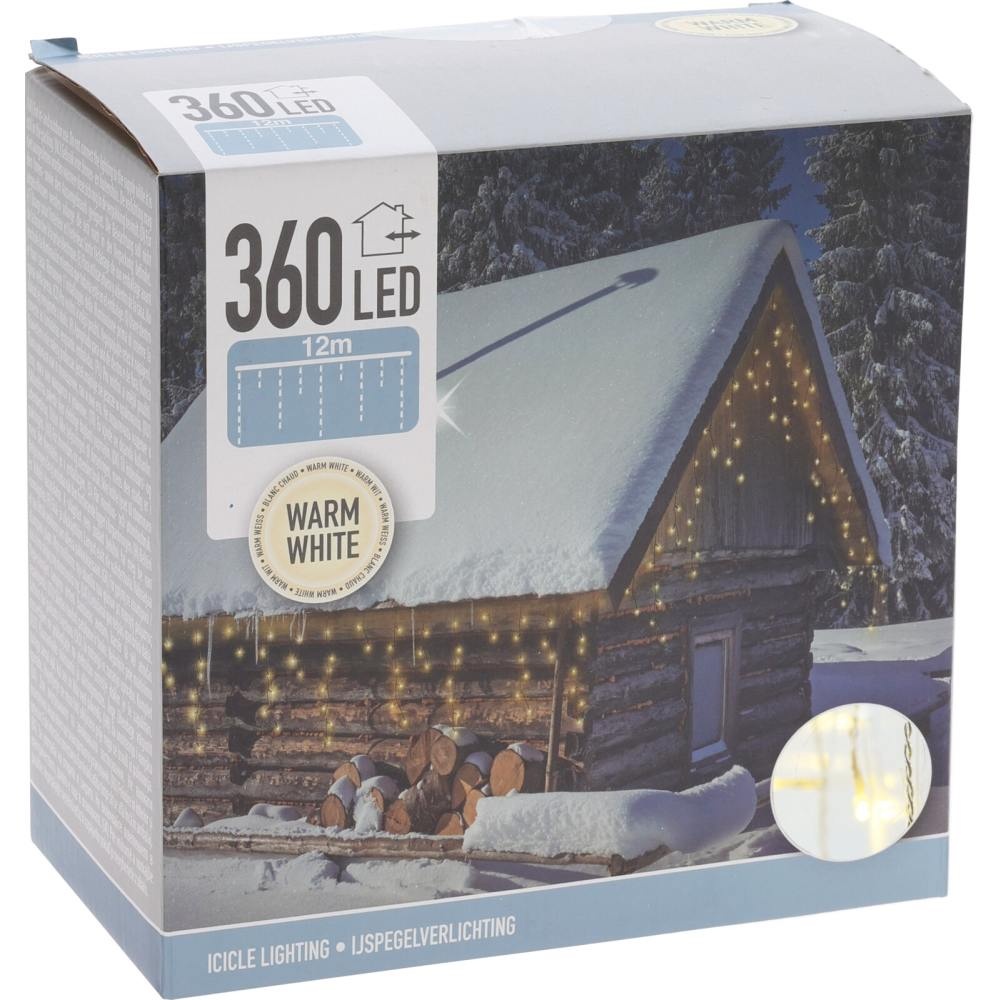 IJspegelverlichting trasnparant snoer | 360 LED lampjes | warm wit