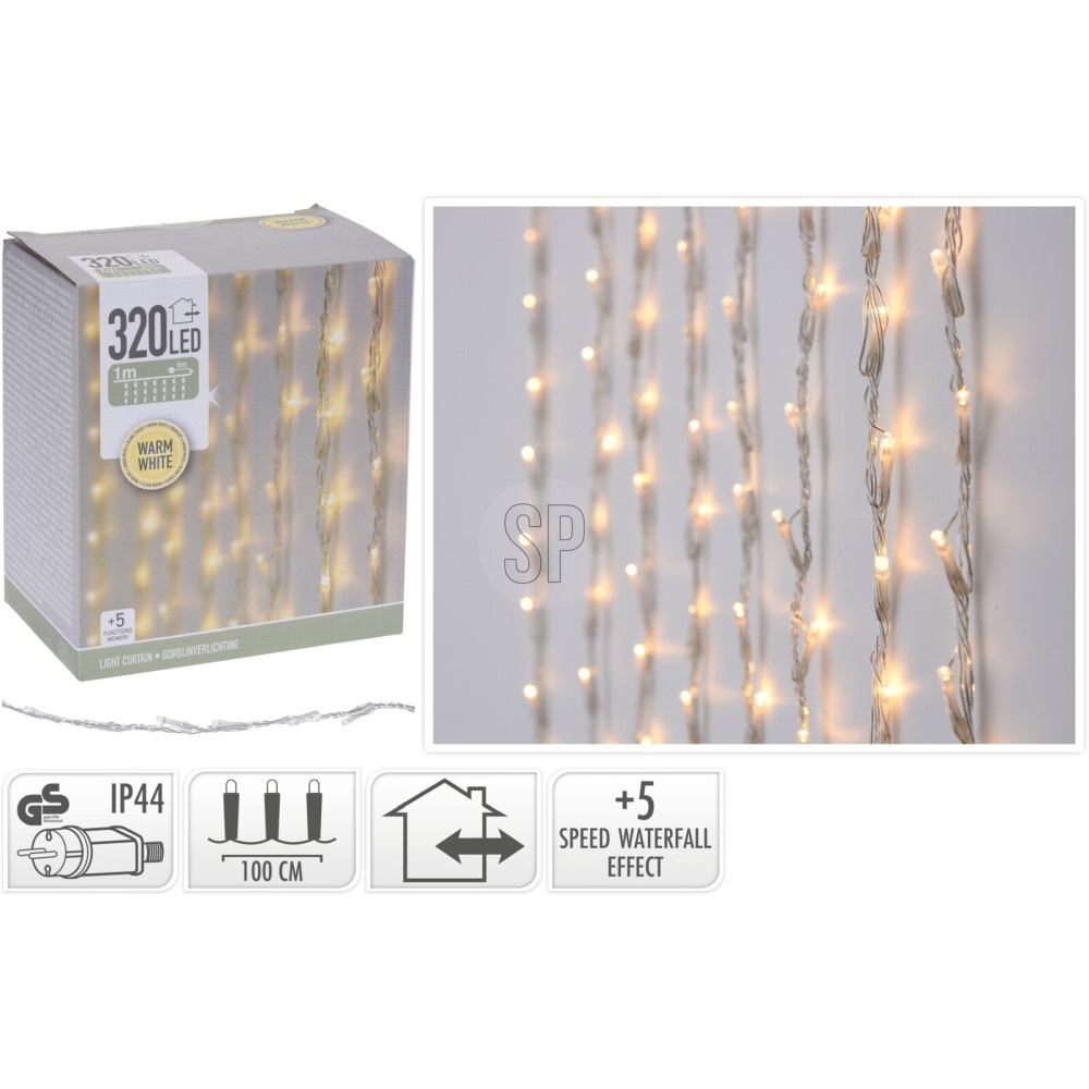 Lichtgordijn | 320 LED lampjes | warm wit | 1m