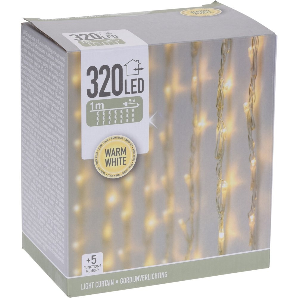Lichtgordijn | 320 LED lampjes | warm wit | 1m