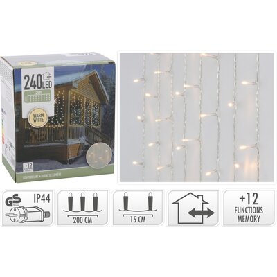 Lichtgordijn | 240 LED lampjes | warm wit | 2m