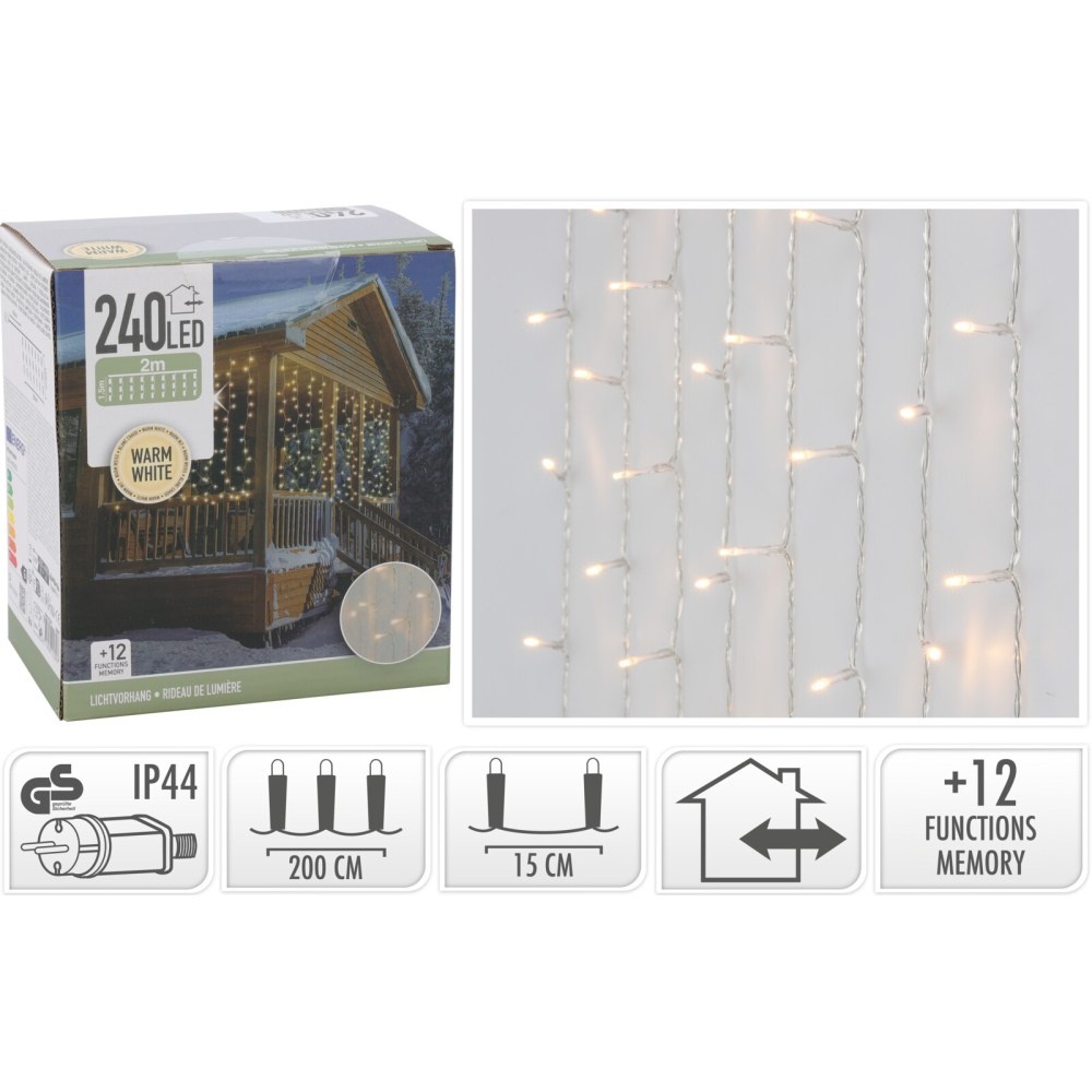 Lichtgordijn | 240 LED lampjes | warm wit | 2m