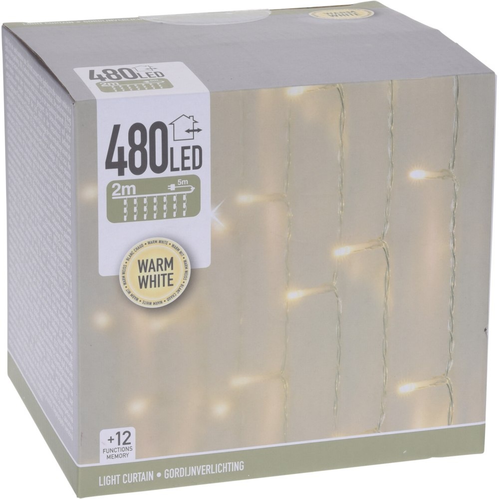 Lichtgordijn | 480 LED lampjes | warm wit | 2m