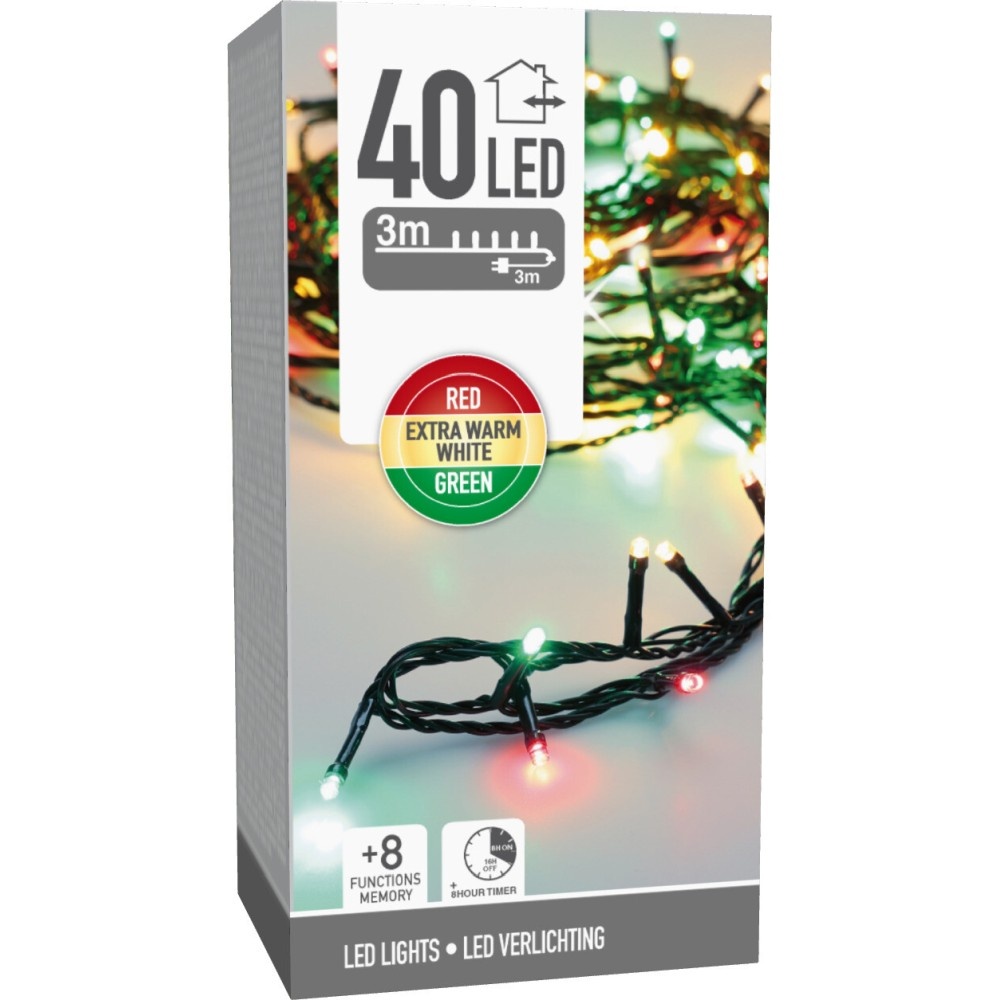 Kerstverlichting | 40 LED lampjes | rood/groen