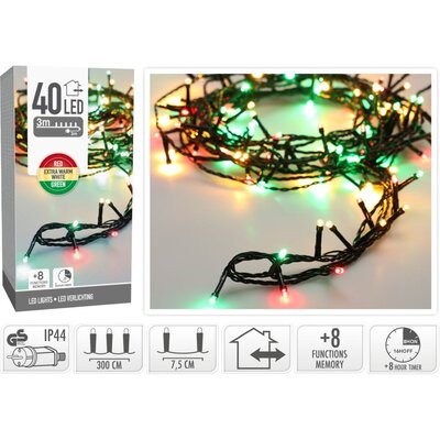 Kerstverlichting | 40 LED lampjes | rood/groen
