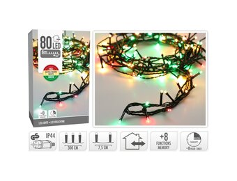 Kerstverlichting | 80 LED lampjes | rood/groen | 6m