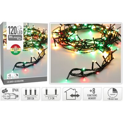 Kerstverlichting | 120 LED lampjes | rood/groen | 9m
