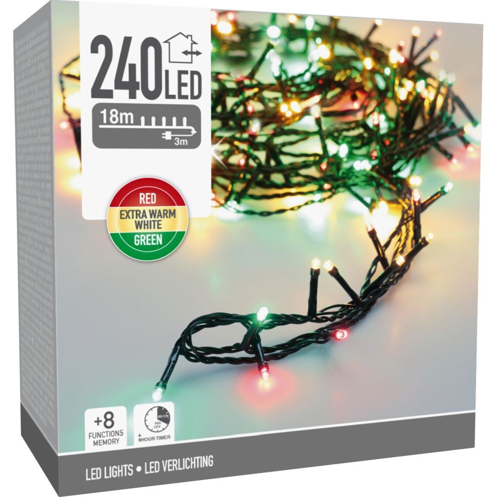 Kerstverlichting | 240 LED lampjes | rood/groen | 18m