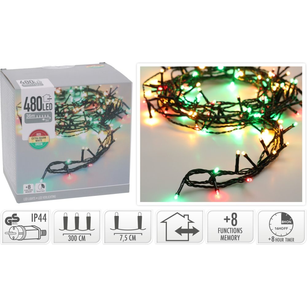 Kerstverlichting | 480 LED lampjes | rood/groen | 36m