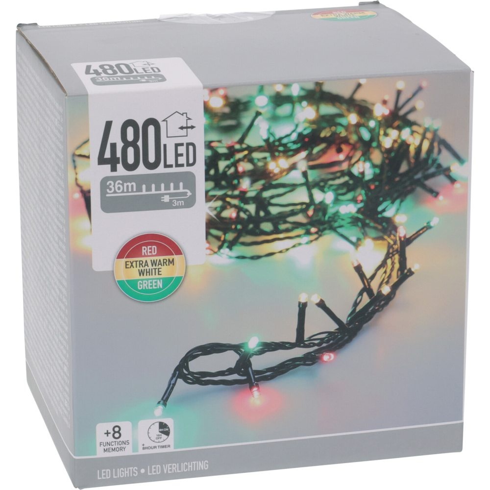 Kerstverlichting | 480 LED lampjes | rood/groen | 36m