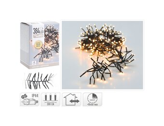 Kerstverlichting cluster | 384 LED lampjes | extra warm wit | 2,8m