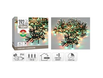 Kerstverlichting cluster | 192 LED lampjes | extra warm wit/rood/groen | 1,5m