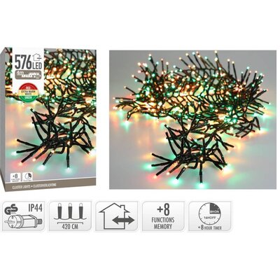 Kerstverlichting cluster | 576 LED lampjes | extra warm wit/rood/groen | 4,2m
