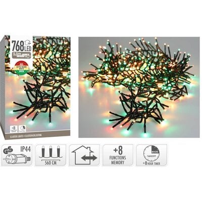 Kerstverlichting cluster | 768 LED lampjes | extra warm wit/rood/groen | 5,5m